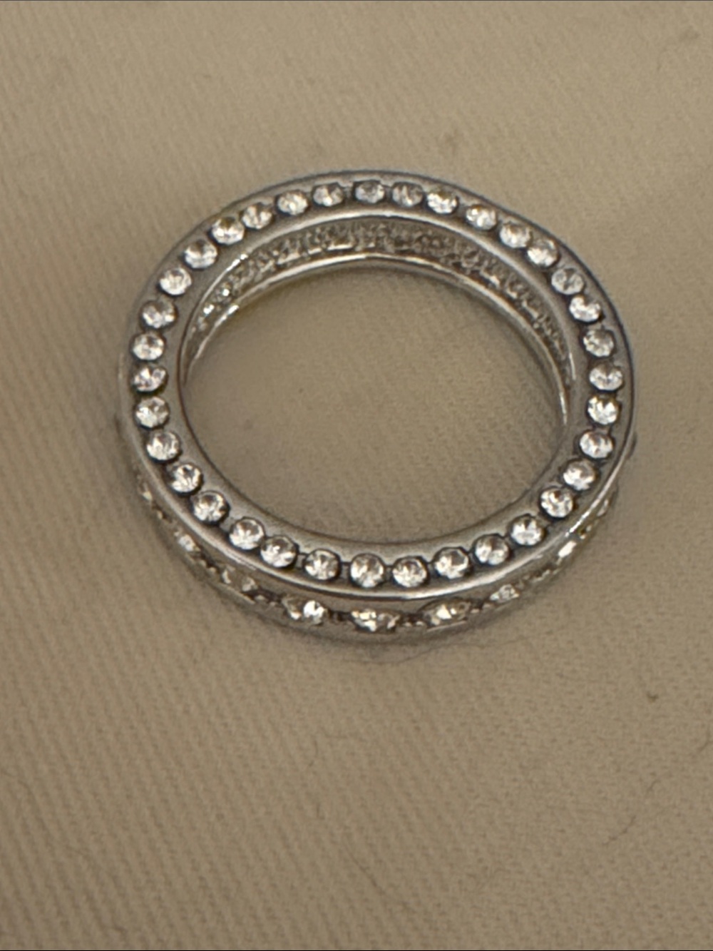 Silver Crystal Double-Band Ring in White
